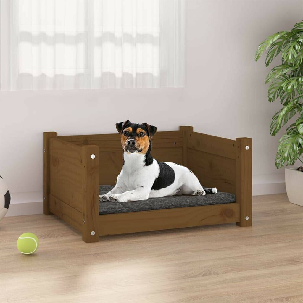 Zooplus vidaXL Hundebett Kiefer 3 Seitenwändehonigbraun 55,5x45,5x28cm Kiefer (821445) vidaXL Hundebett Kiefer 3 Seitenwände